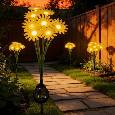 Stainless Steel Solar LED Daisy Courtyard Light for Outdoor Garden Atmosphere