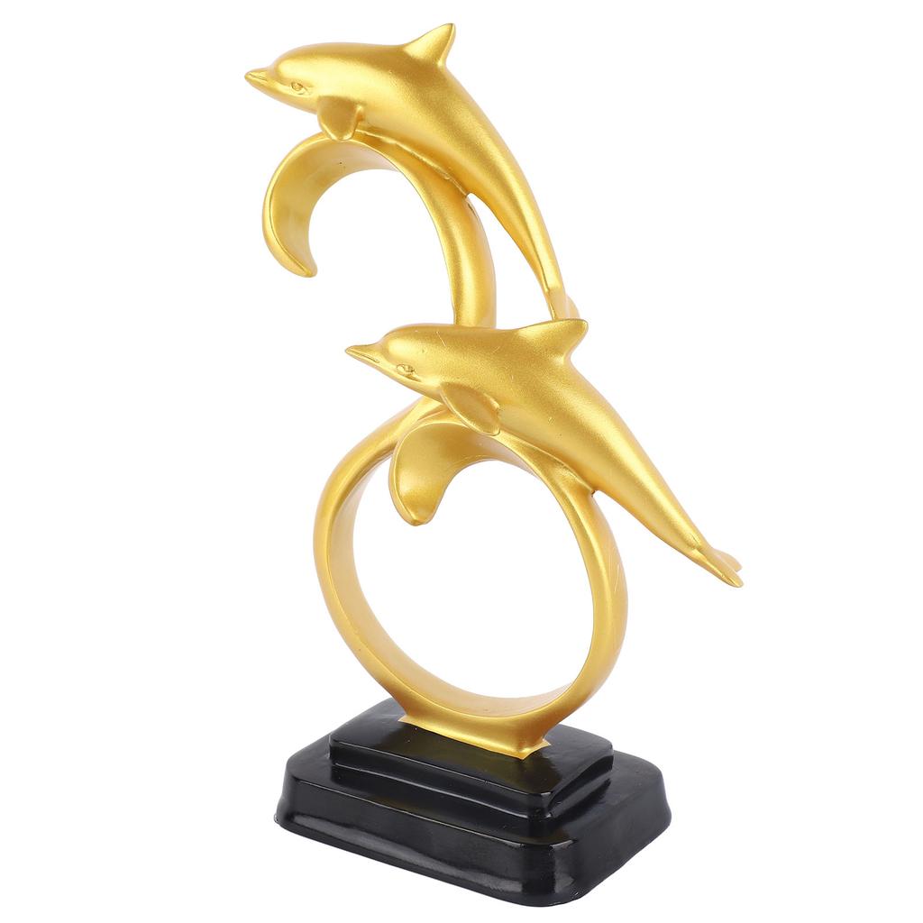 Delfin Figur Goldfarbe Elegant Schlicht Langlebiges Harz Weit verbreitet Delfin Deko für Familie