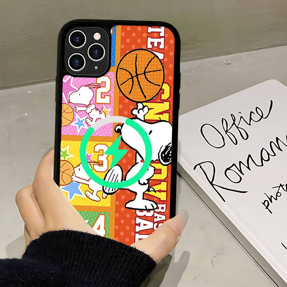 Cute Cartoon S-Snoopys For Magsafe Magnetic Phone Case Wireless PC+TPU For IPhone 11 12 13 14 15 16 17 Pro Max Plus