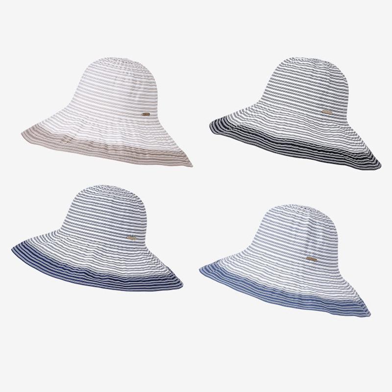 Striped Fisherman Hat Outdoor Foldable Women's Summer Travel Sunscreen Hat