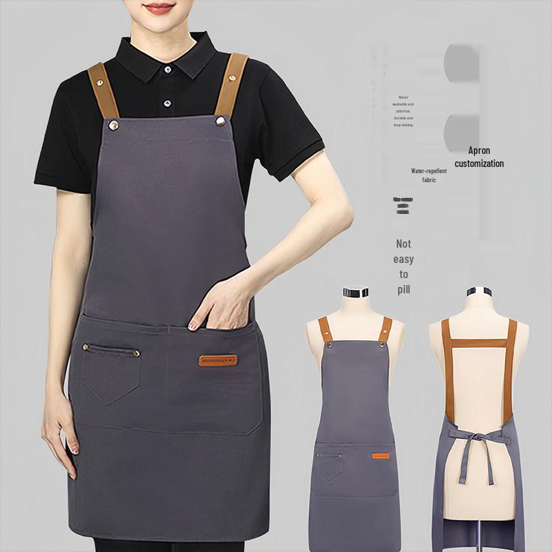 Women's Waterproof Chef Apron with Exquisite Shoulder Straps – Oilproof, Logo Customizable for Hotel and Kitchen Use