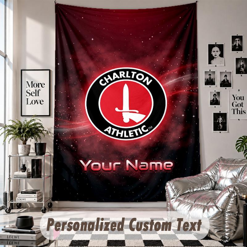 Wall Hanging Tapestry With Custom Name & Text, Charlton Athletic Decorative Tapestry For Bedroom