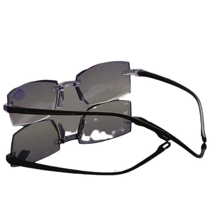 Frameless Smart Auto-Focus Reading Glasses, European & American Style, Anti-Blue Light & Anti-Radiation, Minimalist Design.