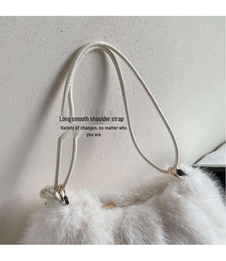 Women's Large Capacity Plush Shoulder Bag - Furry Handbag for Autumn/Winter