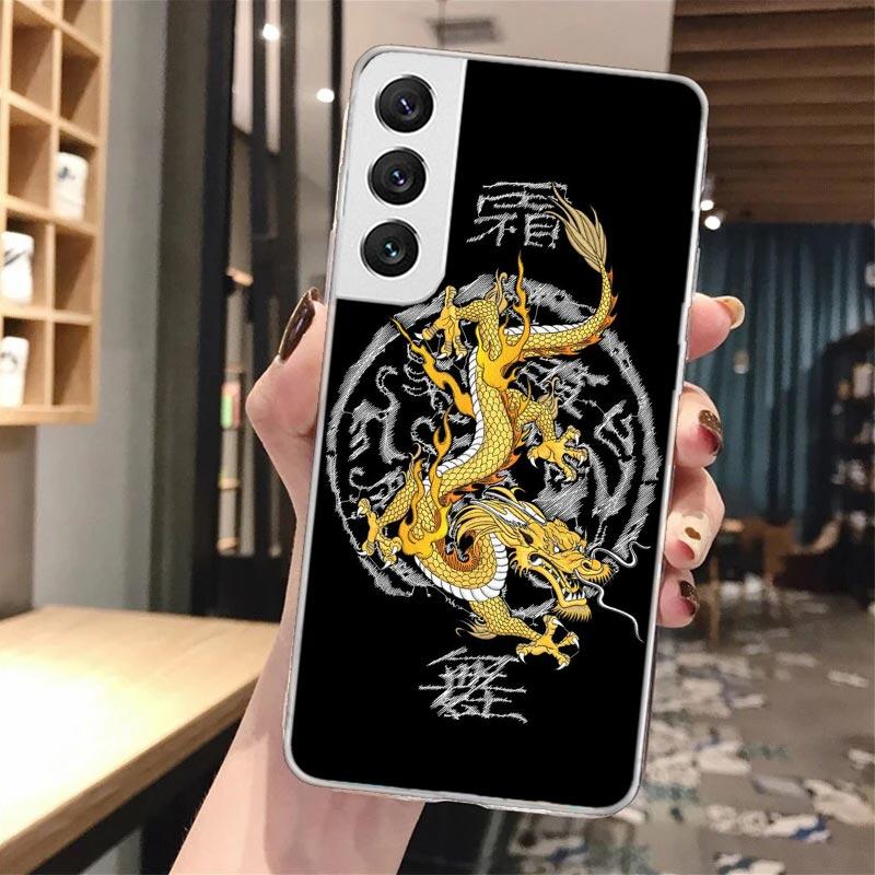 Asian Dragons Animal Tattoo Cool Soft Phone Case For Samsung Galaxy S23 S22 Ultra S21 Plus S20 Fe S10 Lite S9 S8 +S10e S7 Edge