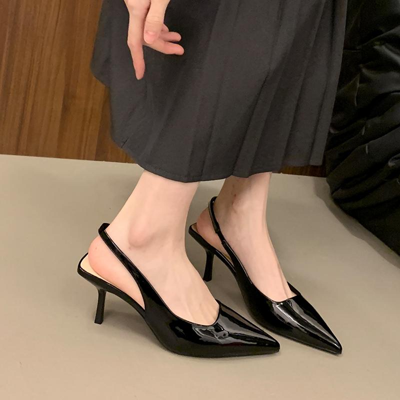 French Fairy High Heel Pumps Pointed Toe Stiletto Sandals Female Spring New Arrival Fashion Elegant Socialite Back Emp Shoes