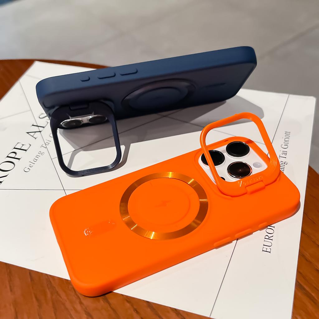Applicable iPhone17 mobile phone case matte Apple 15 lens holder magnetic protective case 16 pro premium sense