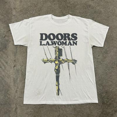 Zeldzaam The Doors L.A. Dames T-shirt, Unisex Wit Katoenen T-shirt, Maat S-5XL Unisex T-shirt