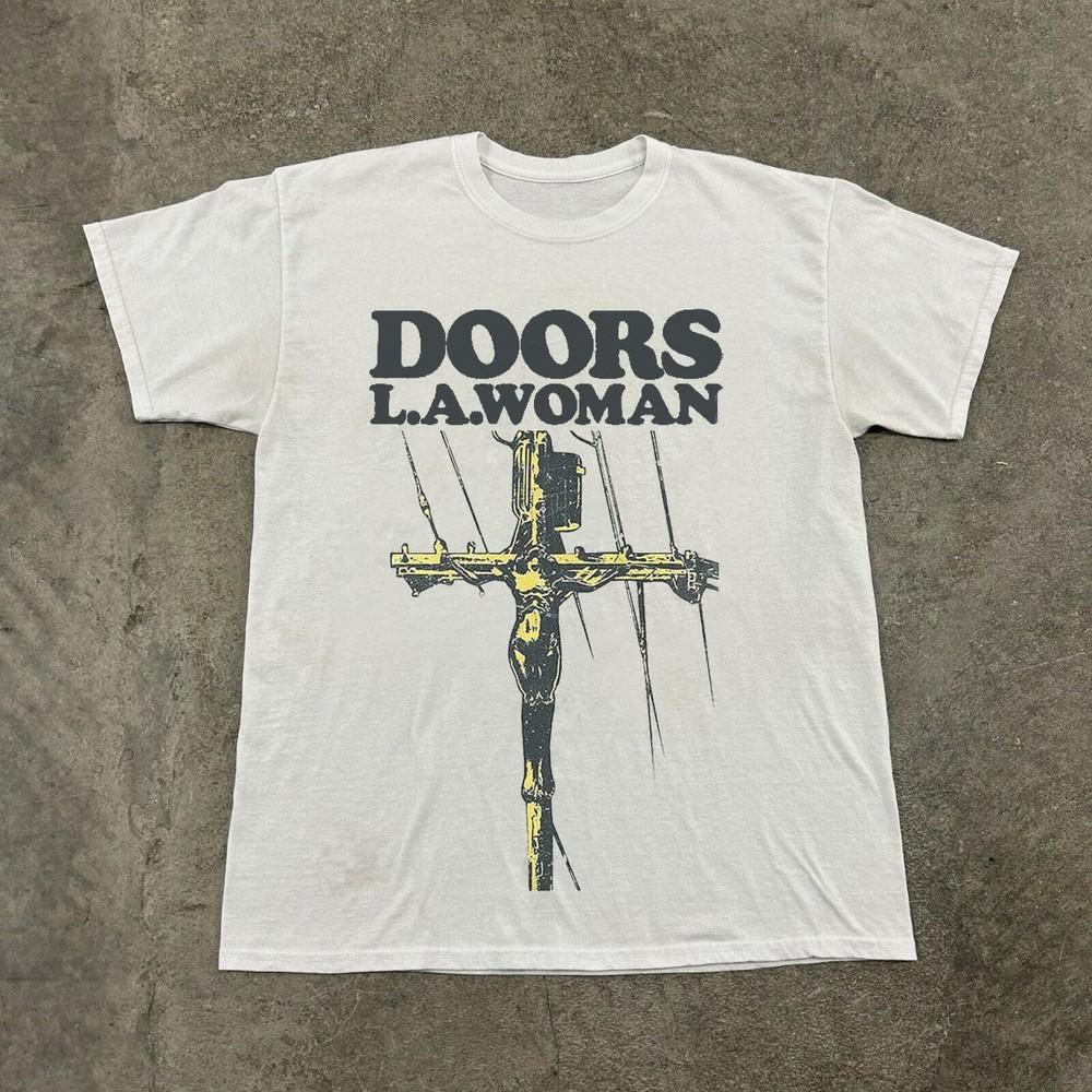 Rare The Doors L.A. Woman T-shirt, Unisex White Cotton T-shirt, Size S-5XL Unisex T-Shirt L