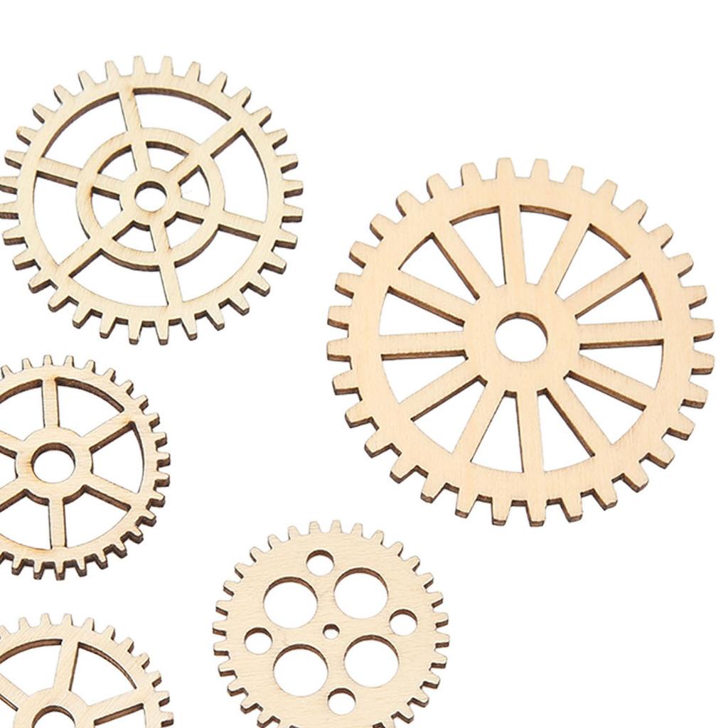 120Pcs Wooden Gear Embellishments Delicate Lightweight Gear Decoration Wood Slice Ornament