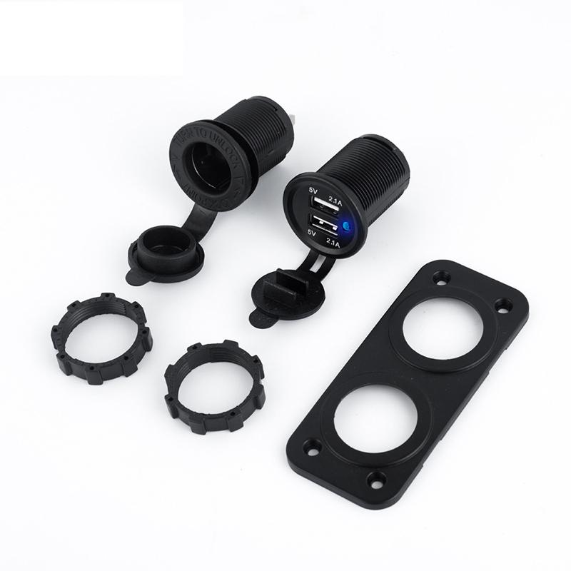 Cigarette Lighter Socket Splitter 12V-24V 2 Port USB Car Charger 5V 4.2A Output with LED Light Power Adaptor Car Accessories