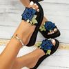Ciabatte Eleganti da Donna con Plateau Floreale e Rose, Sandali da Spiaggia Slip-On Estivi a Punta Tonda con Cinturino alla Caviglia, Scarpe Zeppa Comode con Suola Antiscivolo in EVA