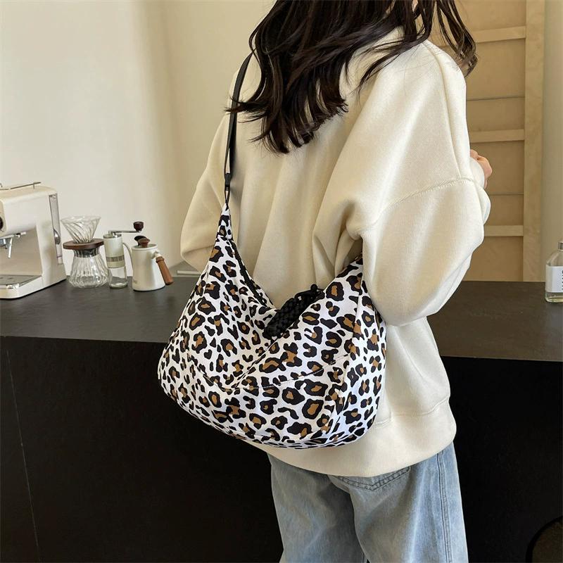 Women's Fashion Leopard Print Crossbody Bag, Large Capacity Zipper Shoulder Bag, Casual Versatile Daily Commuting Purse