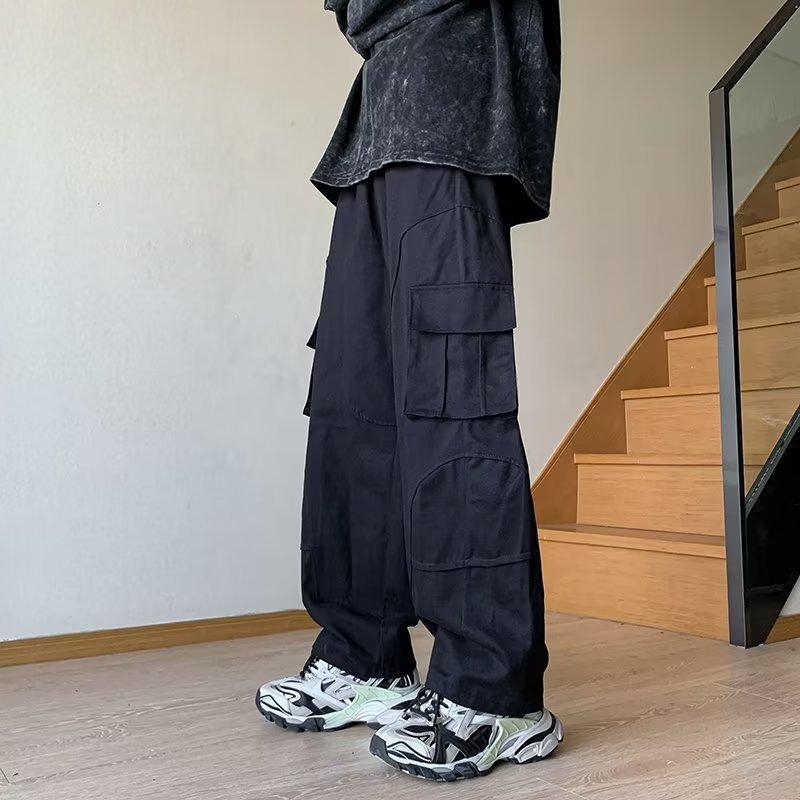 Overalls Men's Spring New Hong Kong Style Ins Trend Loose Casual Pants Couple Fashion Multi-pocket Straight Trousers