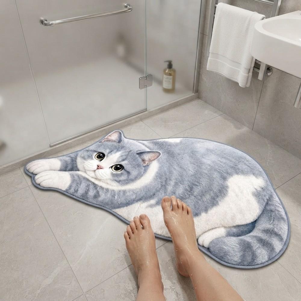 Decorative Rug Cat Shaped Rug Cat Pattern Cat Floor Mat Cute Animal Door Mat  Living Room Decor