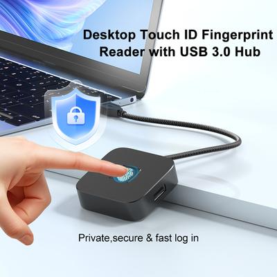 USB Fingerprint Reader For Windows Hello 11/10 with USB Hub/5ft Cable Fingerprint Reader Biometric Fingerprint Login Reader