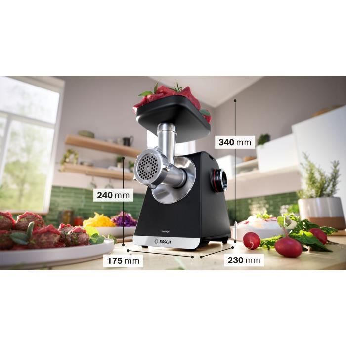 Hachoir à viande BOSCH Série 6 MFWS650B - 500 W - 3,5 kg/mn - 3 grilles de hachoir - Noir
