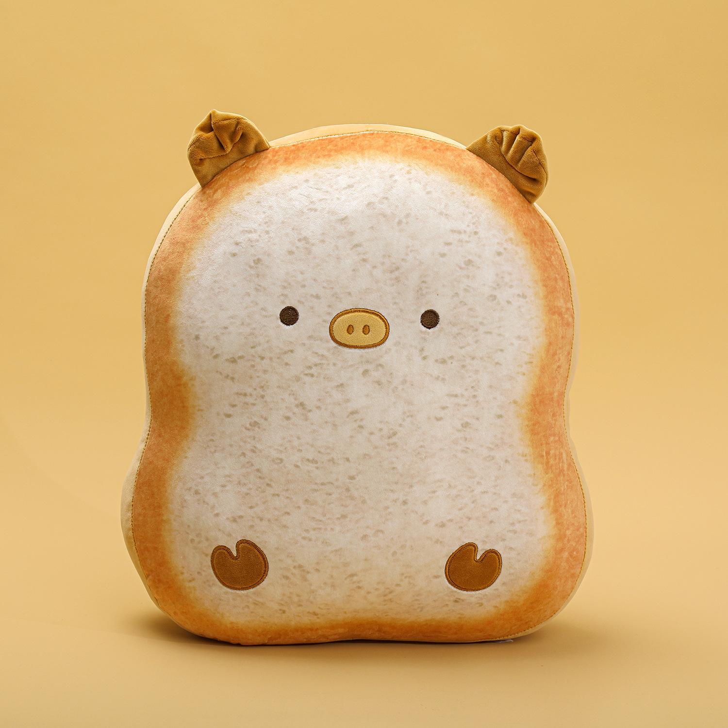 Generic Toast Shaped Plush Pillow Cute Pig Dog Design Plush Stuffed Cushion Bedroom Sofa Workspace Cozy Back Rest Pillow For Adults 60cm 6760₽