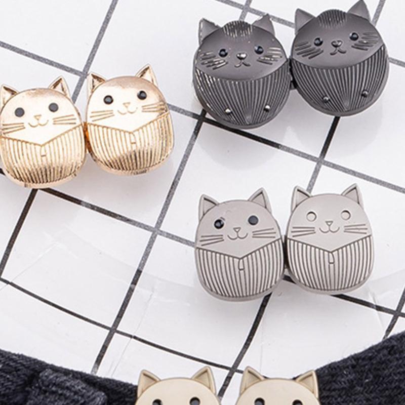 J0MC 4 Pairs Cats Jeans Waist Buckles Jeans Button Pins Trousers Waist Tightener