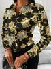 Elegant Blouse Women's Fashion Shirt 2026 Spring/Summer V-Neck Contrast Retro Print Slim Fit Top Office Lady Shirts S-XXXL