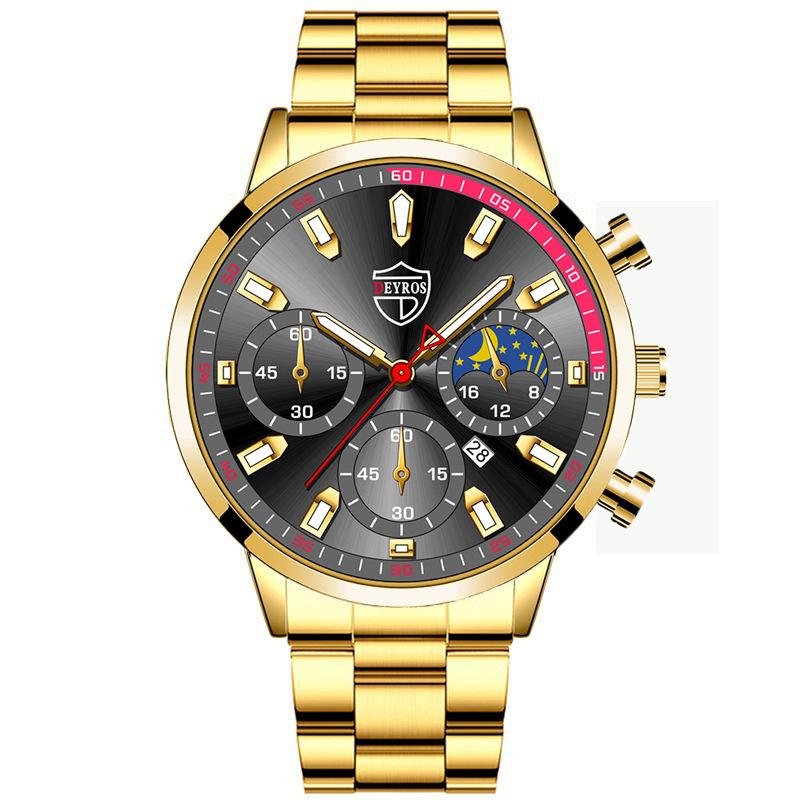 Stilvolle, einfache Uhr Herren Edelstahl Uhr Kalender Quarzuhr Herren personalisierte Casual Uhr