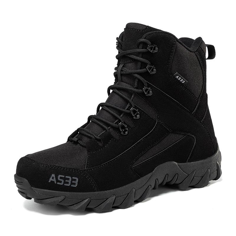 Men's Plus Size Fleece-Lined Combat High-Top Boots - Outdoor Casual Winter Hiking Shoes, 2025 Model