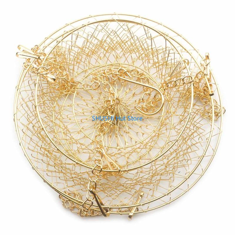 

Metal Fruit Basket Durable Anti Deform Hanging Basket 3 Tiers Foldable Organize D57B золотой