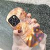 Golden Lotus Powder For IPhone 16 Pro Max 11 12 Mini 13 14 P Lus 15 Plus 7 8 Se 2020 X Xs Elliptical Tempered Glass Phone Case