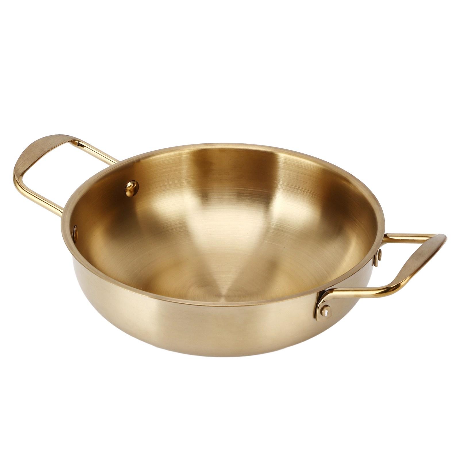 

Gold Korean Ramen Pot Stainless Steel Noodle Pot Portable Kitchen Cooking Pot for Household 18cm 7.1in