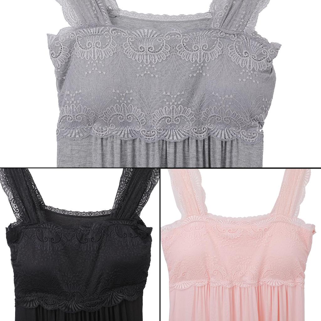 Pureseek Women's Nightwear with Bra, Night Bra Dress, with Cups, Lingerie (Black, XL)