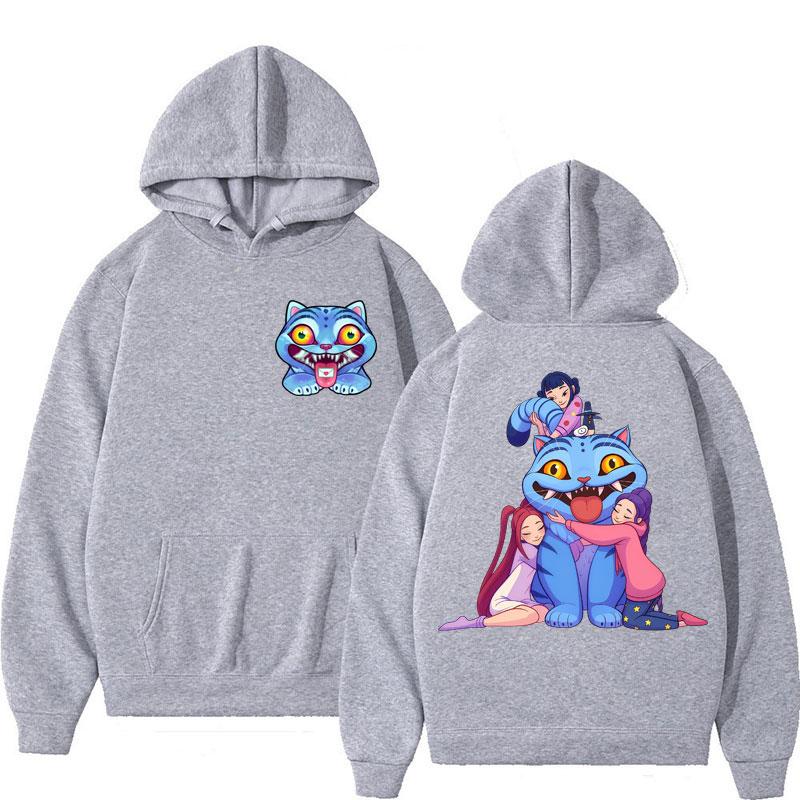 Vtipná KPop Mikina Lovci démonů Kawaii Roztomilý Derpy Tygří objetí Mikina s kapucí Pánská Dámská Nadměrná Fleecová Podzim Zima