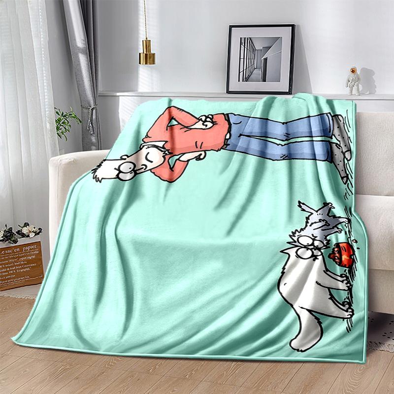 Simon's Cat Flannel Blanket Soft Warm All-Season Throw, Design for Camping, Car Travel, Hiking Sofa, Bed, Office Perfect Gift for Parties