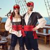 Pirate Costume Accessories Set Women Halloween Cosplay Red Headscarf Eye Patch Necklace Earrings Bracelet Hair Clip
