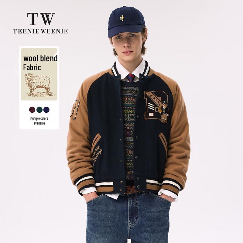 

Мужское пальто оверсайз Teenie Weenie из смесовой шерсти с мультяшным медведем, зима 2024 175/L