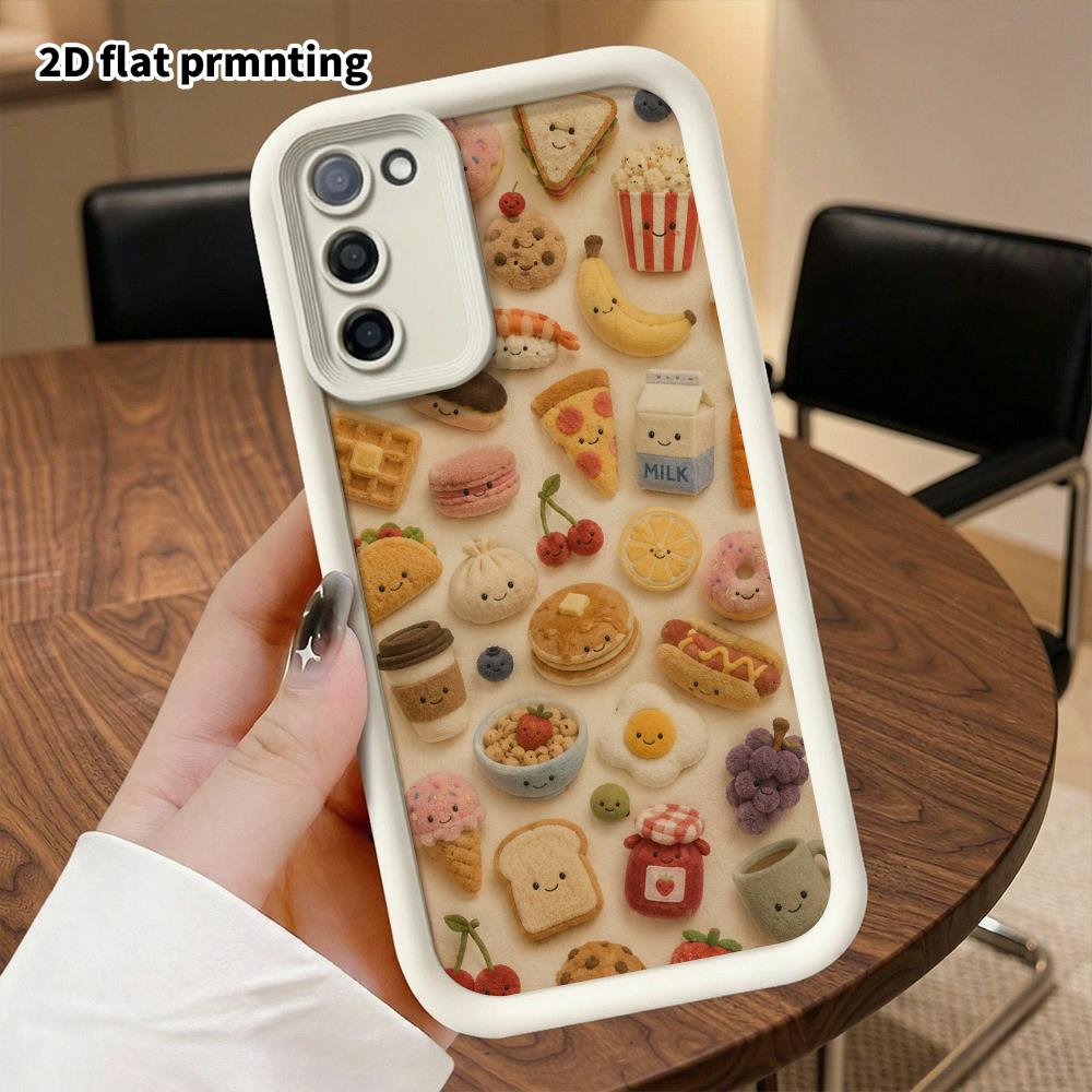 Phone Case: 2D flat, suitable for Samsung Galaxy A34 A35 M05 M06 S20 S22 S21 FE Plus 5G, featuring cute felt food, a perfect Christmas and Halloween f