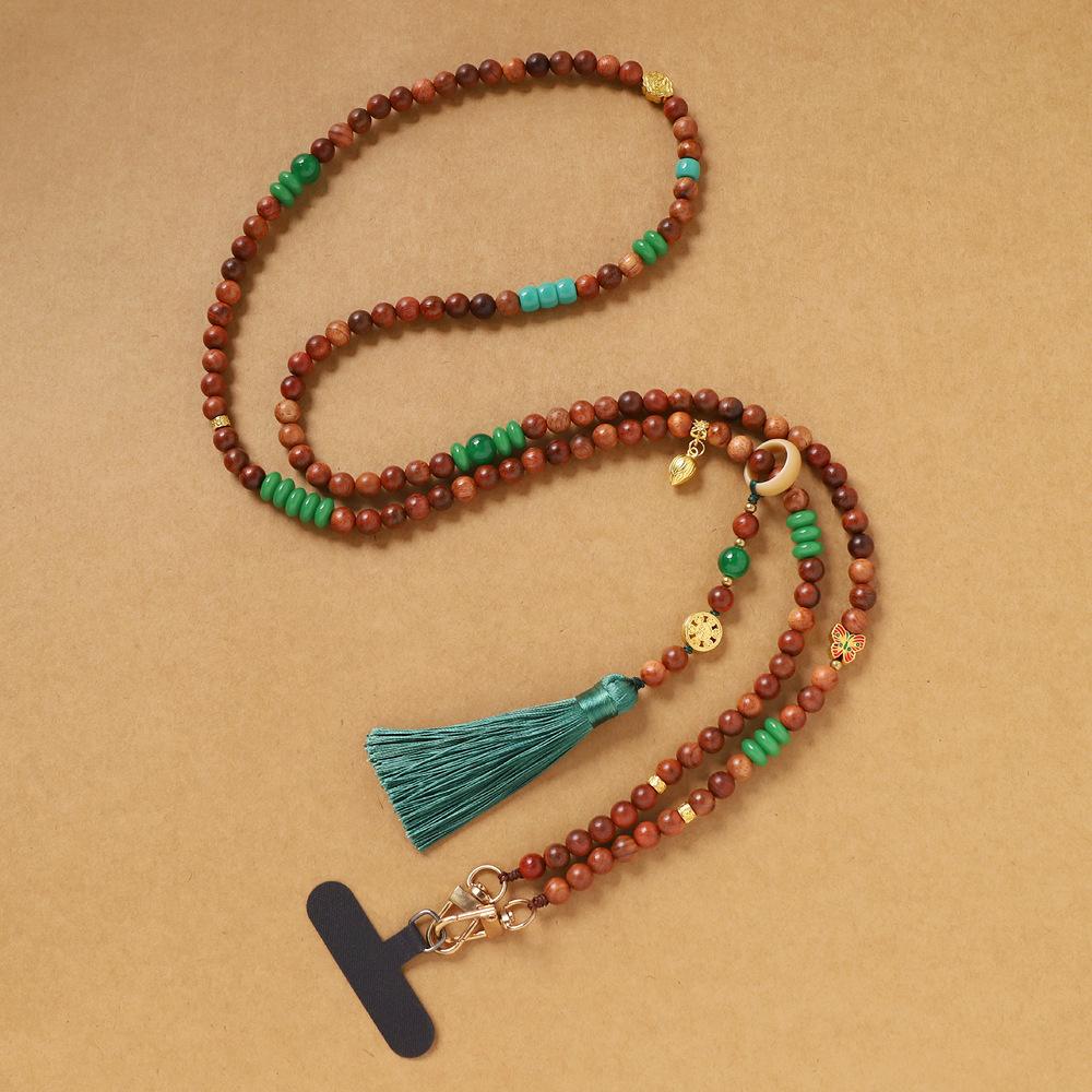 1Pcs Chinese Style Long-style Crossbody Phone Chain Anti-loss Pendant Bead Tassel Phone Chain