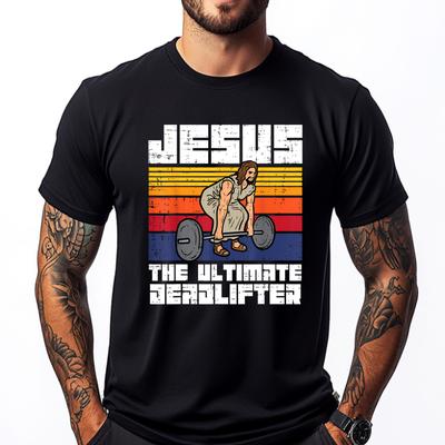 Fitnessstudio Jesus Ultimativer Kreuzheber Christliches Training Männer Frauen Grafik T-Shirts Herren Übergröße Herbst Herren T-Shirt Charakter