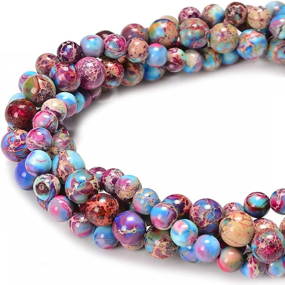

120Pcs Colorful Sea Sediment 6mm Loose Stone Beads Braclet Imperial Jasper Beads Jewelry Making