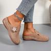 Women's Low Heels Slippers Summer Round Head Deep Mouth Flower Car Sewing Soft Soled Non-slip Wear-resistant Flat Shoes