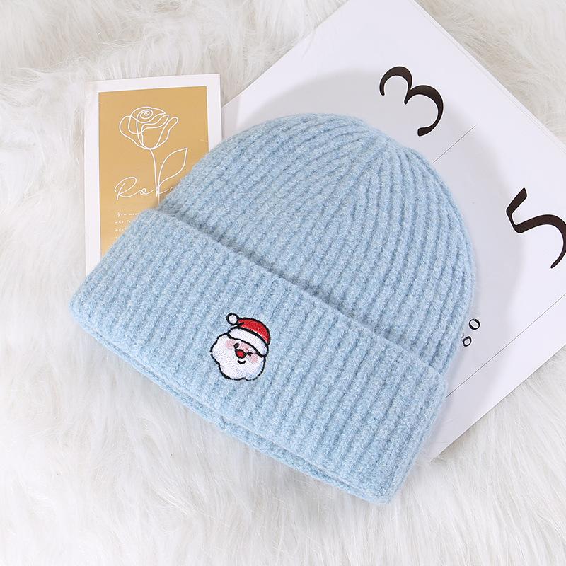 

Santa Claus Embroidered Hat for Women Outdoor Cold Proof Knitted Hat with Large Head Circumference and Face Small Woolen Hat for Men M（56-58cm）