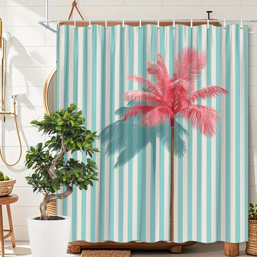 

1Pc Minimalist Cartoon Cats Shower Curtain - Six Cats Design With Black & White Contrast Oversized Eyes, Teal Whimsical Playful 90x180cm35x71in