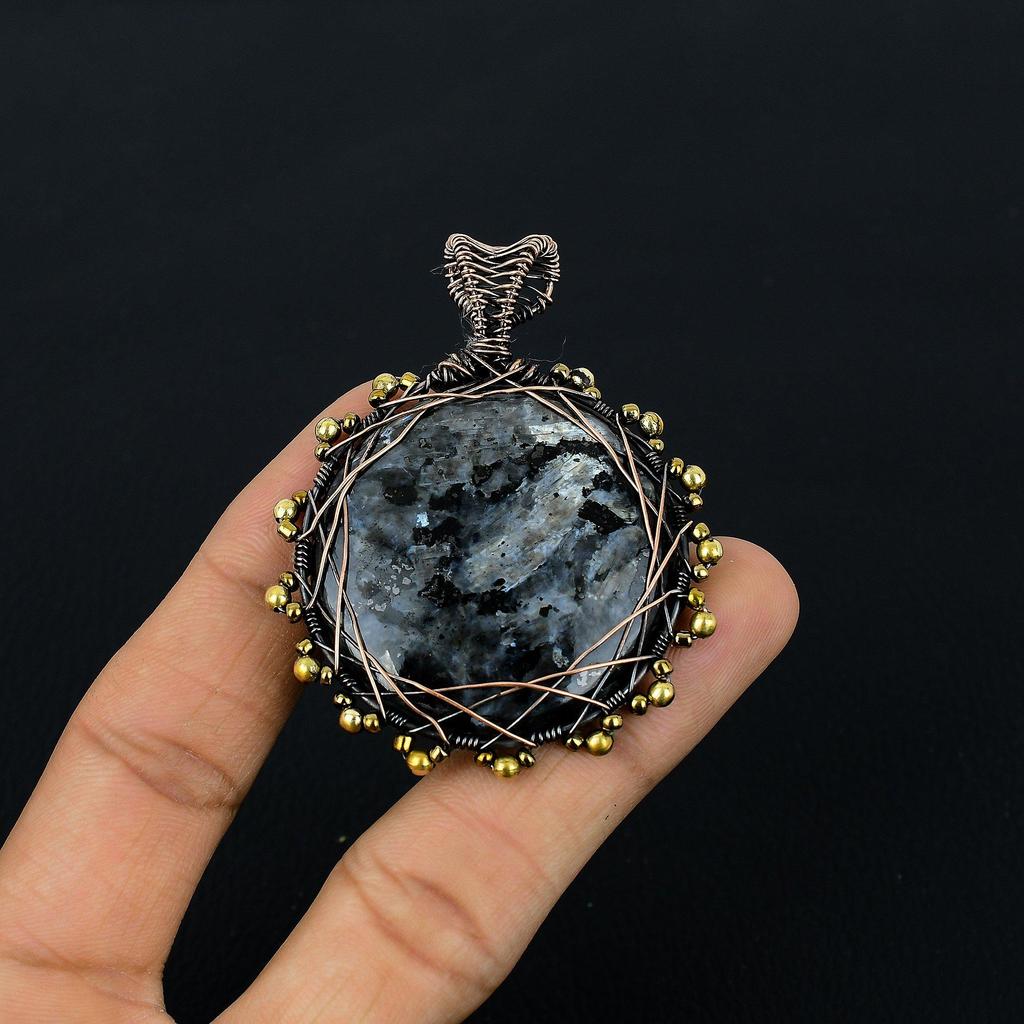 Larvikite Pendant Handmade Gemstone Jewelry, 999 Copper Wire Wrapped Pendant ,Unique Design Jewelry Pendant