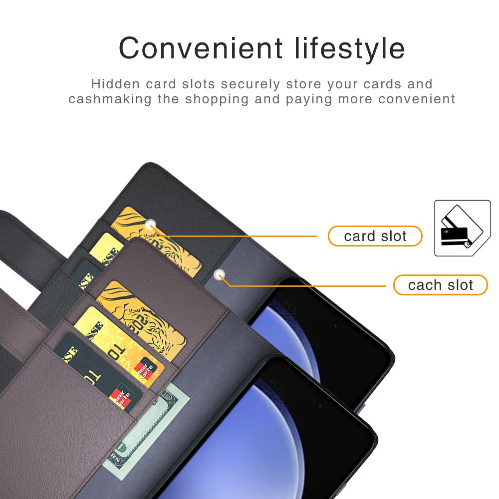 For Samsung Galaxy S23 FE Case Genuine Split Leather Phone Cover with Wallet Stand