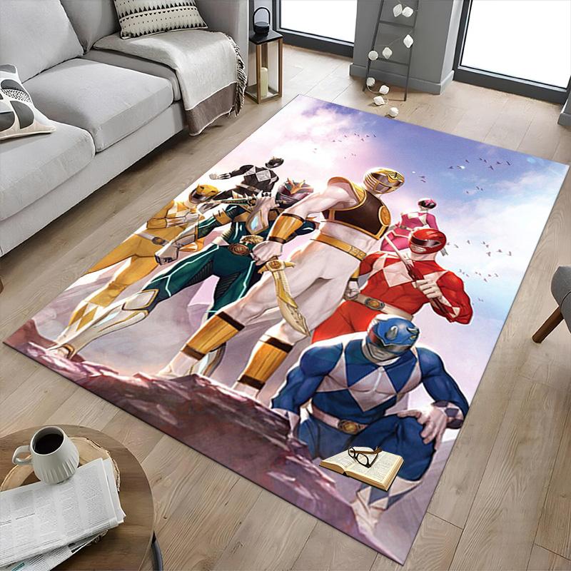 Power Rangers Team Unity Carpet For Playroom Bedroom Living Room Sofa Home Decorkids Game Area Rug Nonslip Floor Mat