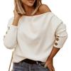 One Shoulder Women Shirt Long Sleeve Polyester Soft Touching Pullovers Tops for Daily Wear