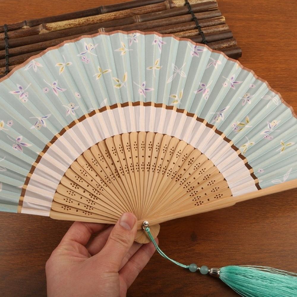 Portable Folding Fan Vintage Bamboo Fan Creative Chinese Style Fan Photo Props