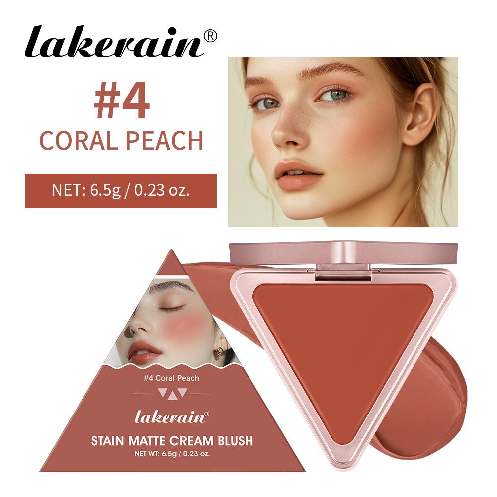 Triangle Cream Blush Cream Blush Cream Fresh Natural Nude Makeup Waterproof Blush Cream Matt Satin Long-lasting Rouge, Pink and Sexy Blush Cream