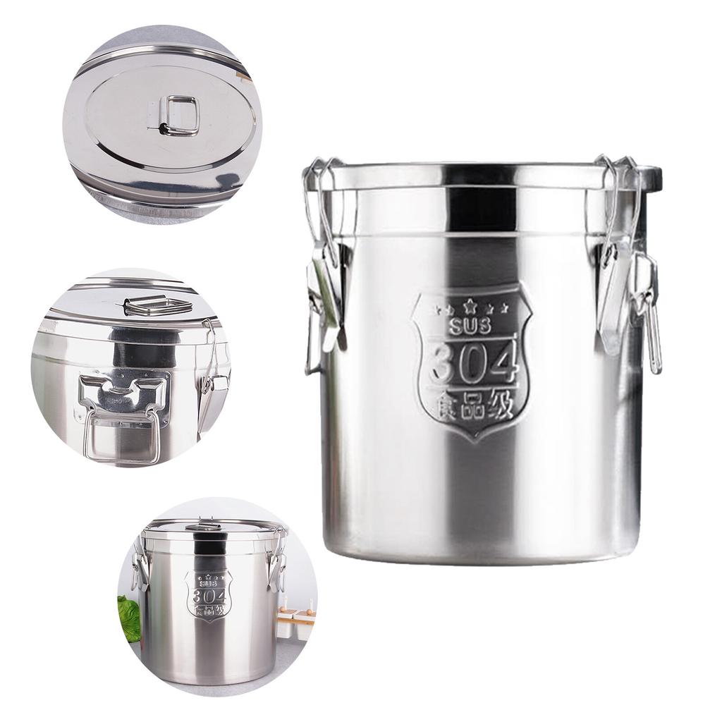 6L Airtight Rice Bucket 304 Stainless Steel Food Storage Container Canister with Lid for Kitchen Grain Flour