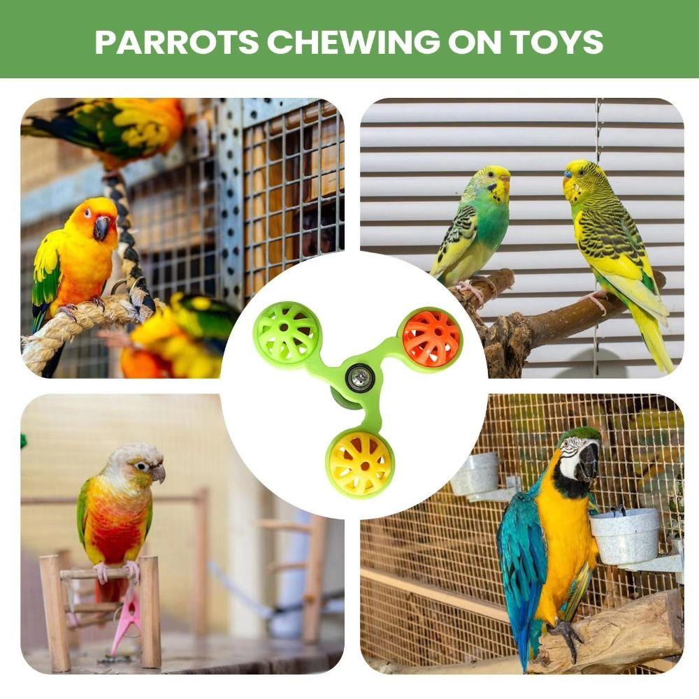 Hanging Parrot Wheel with Bell Interactive Bird Cage Toy for Chewing Parrot Spinner  Bird Cage Use
