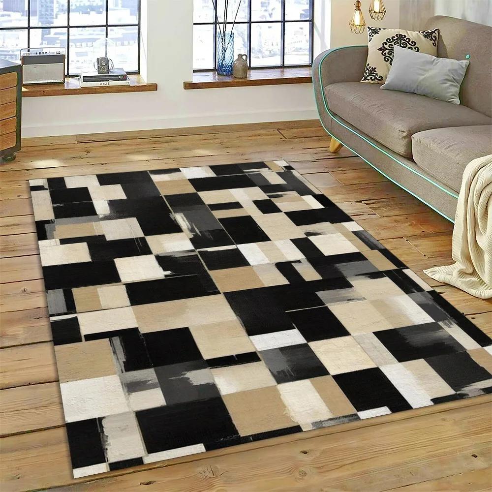2025 New Style Bohemian Abstract Modern Art Geometry Carpet Rug for Living Room Bedroom Home Sofa Decoration,Non-slip Floor Mat